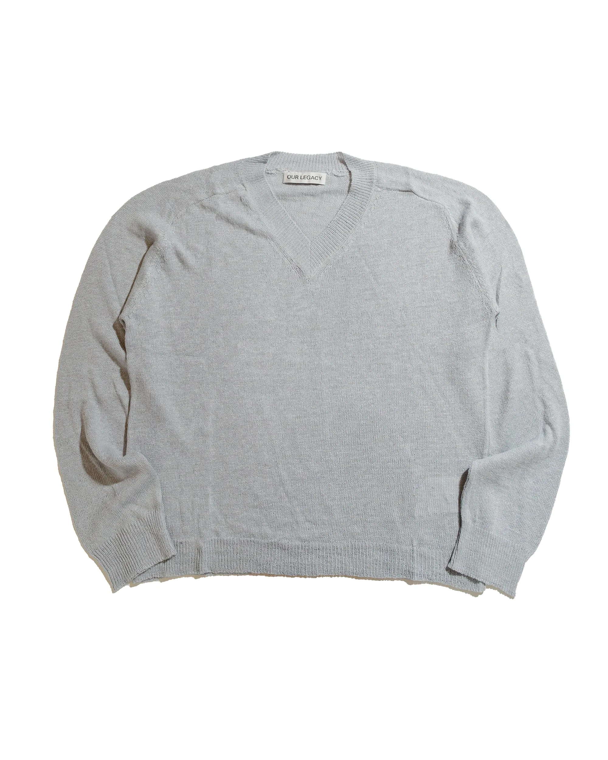 Our Legacy Rue V-Neck Powder Blue Cyclone Linen product herringbone texture
