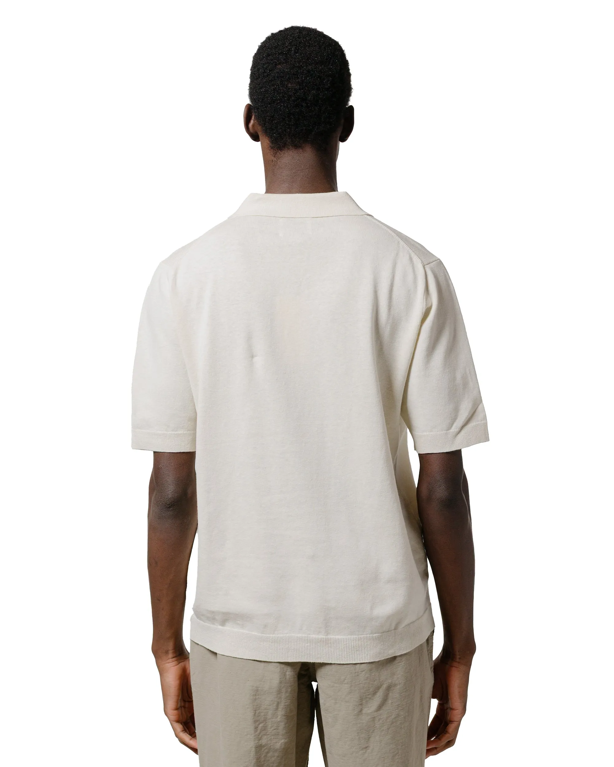 Norse Projects Leif Cotton Linen Polo Kit White Double Stitched Hems