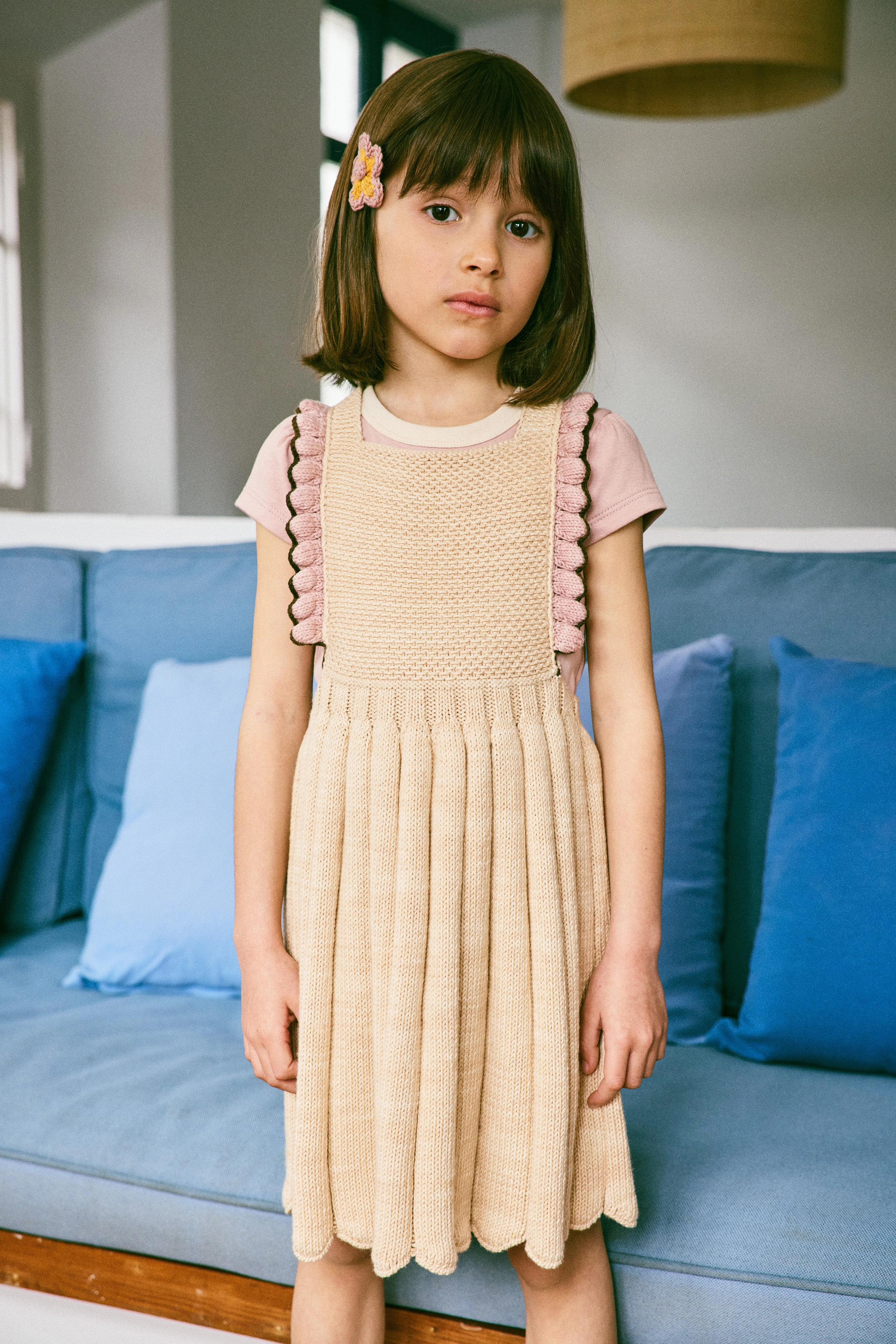 Misha & Puff Louisa Pinafore, Bisque confident look