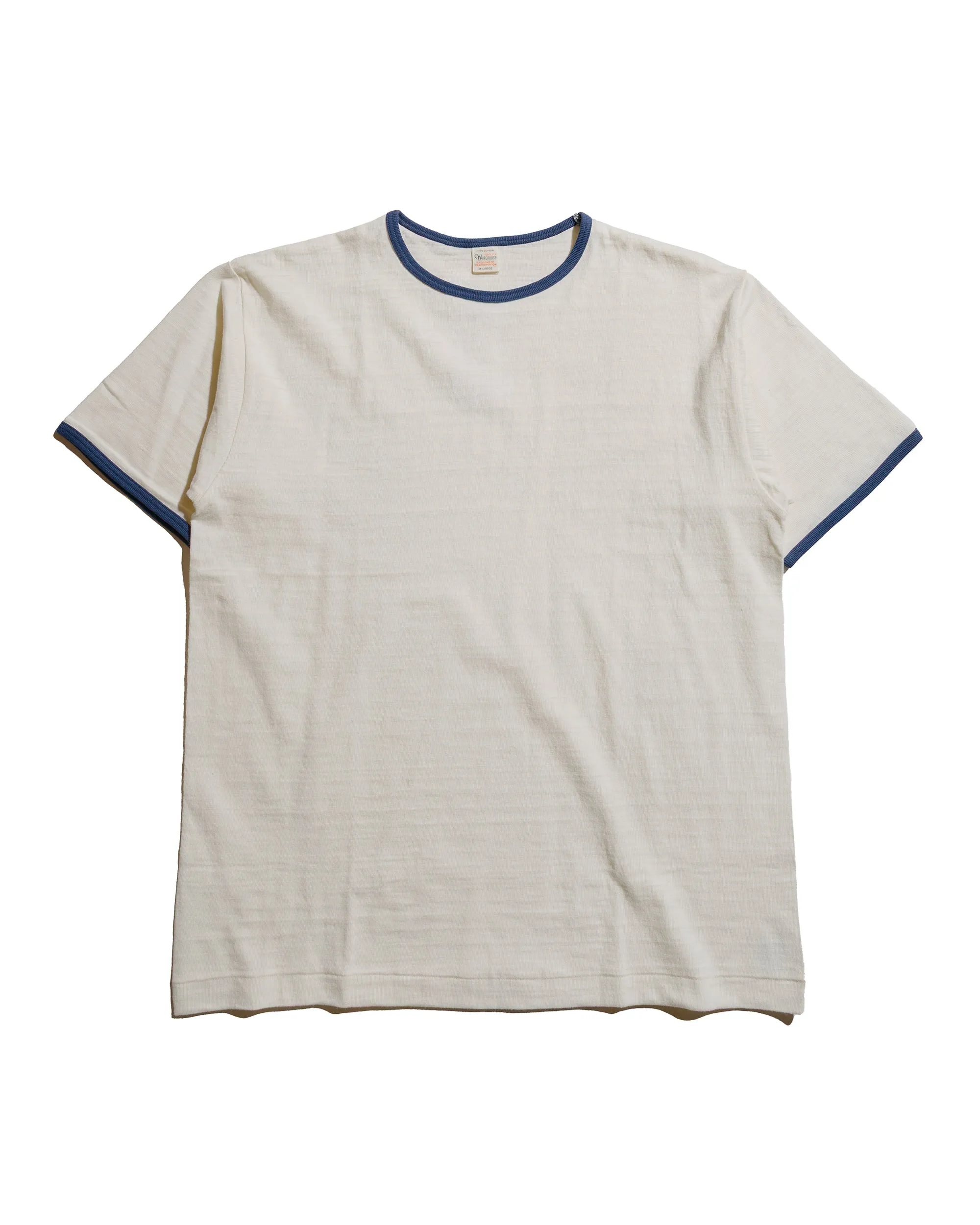 Warehouse Lot. 4059 Ringer T Plain Cream/Navy MultiPly Fabric Machine washable