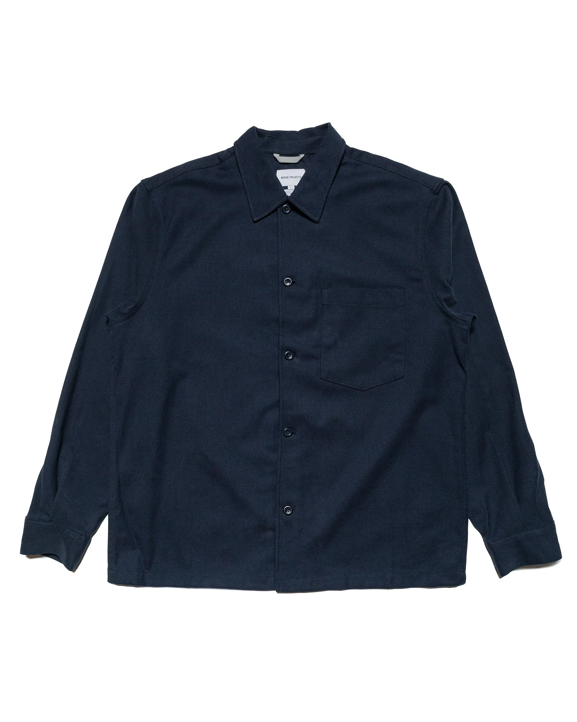 Norse Projects Carsten Cotton Wool LS Shirt Dark Navy Flex Fit Collar Unisex Choice