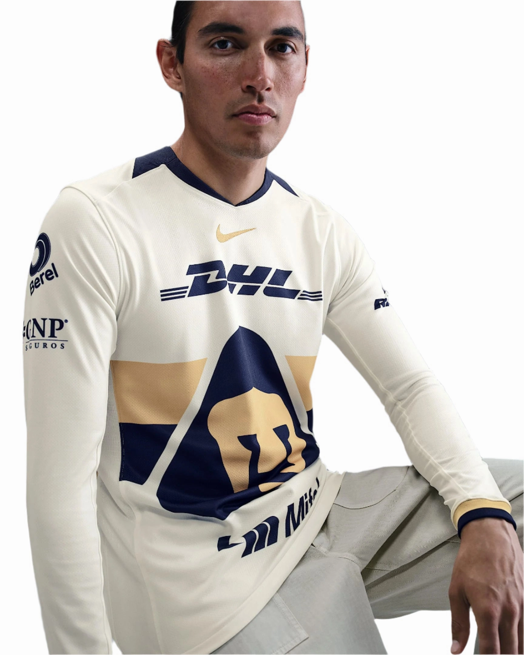Nike Pumas UNAM 25/26 Long Sleeve Home Jersey (Sail/Club Gold) On The Go