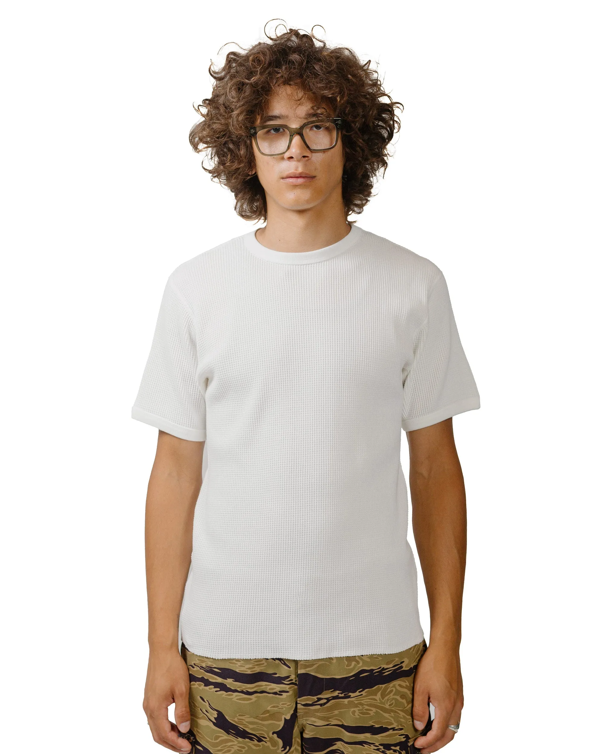 The Real McCoy's MC24018 Waffle Thermal Shirt S/S White Fashionable