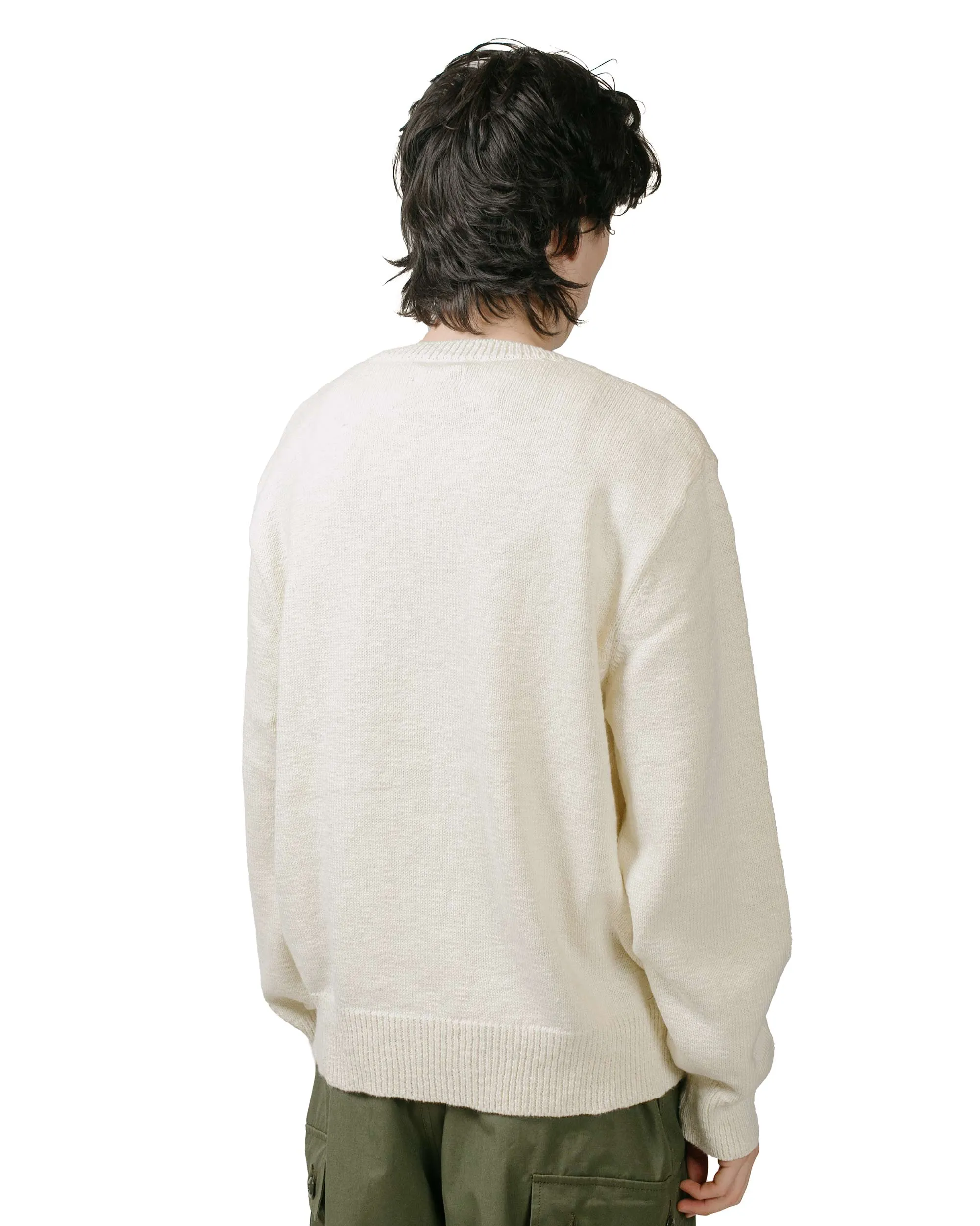 The Real McCoy's MC23014 Cotton Crewneck Sweater Ecru Tailored Fit