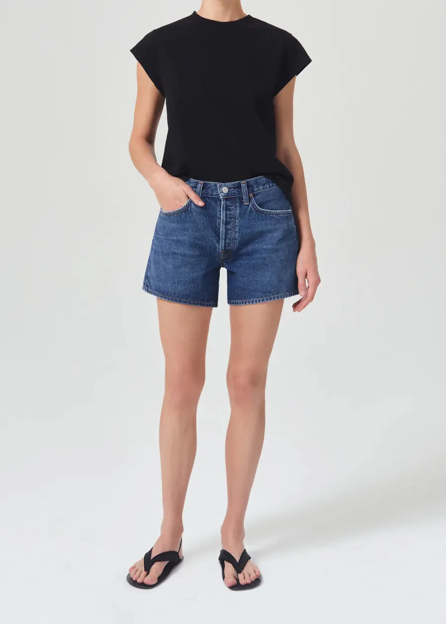 AGOLDE "Bryce Cap Sleeve Tee" W - Black Adjustable Straps WrinkleFreeFabric