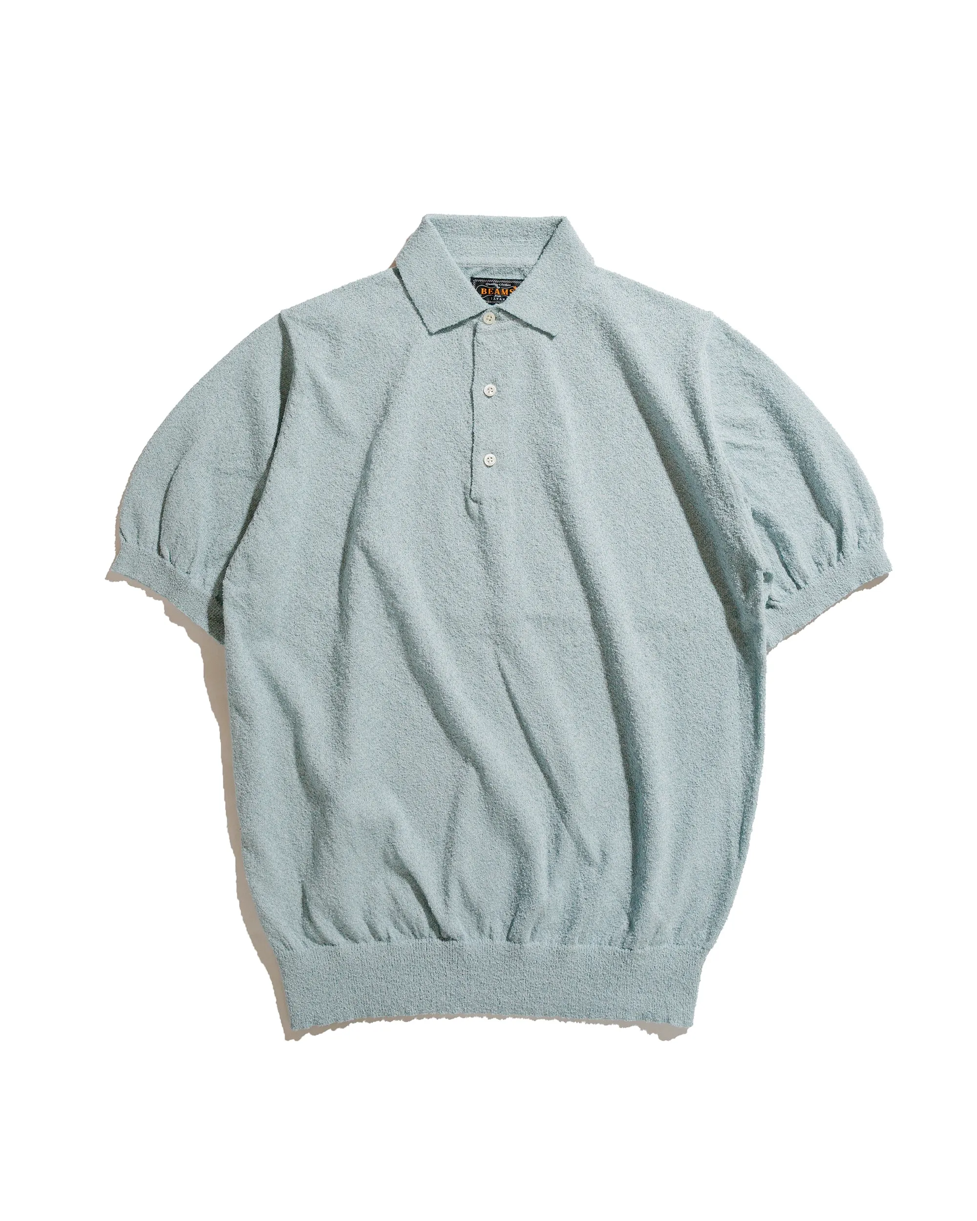 Unisex Option Beams Plus Knit Polo Boucle Sax