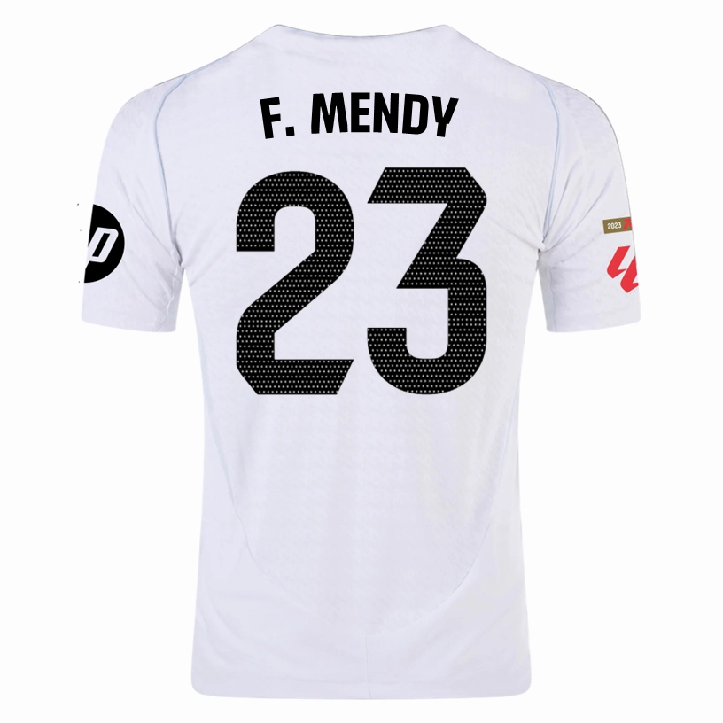adidas F.Mendy Real Madrid Authentic Home Jersey w/ La Liga Patches 24/25 (White/Black) Dynamic Texture Low Friction Texturing
