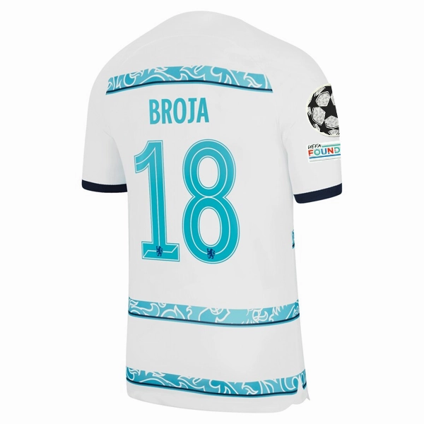 Nike Chelsea Broja Away Jersey w/ Champions League   Club World Cup Patches 22/23 (White/College Navy) Anti Snag Fabric