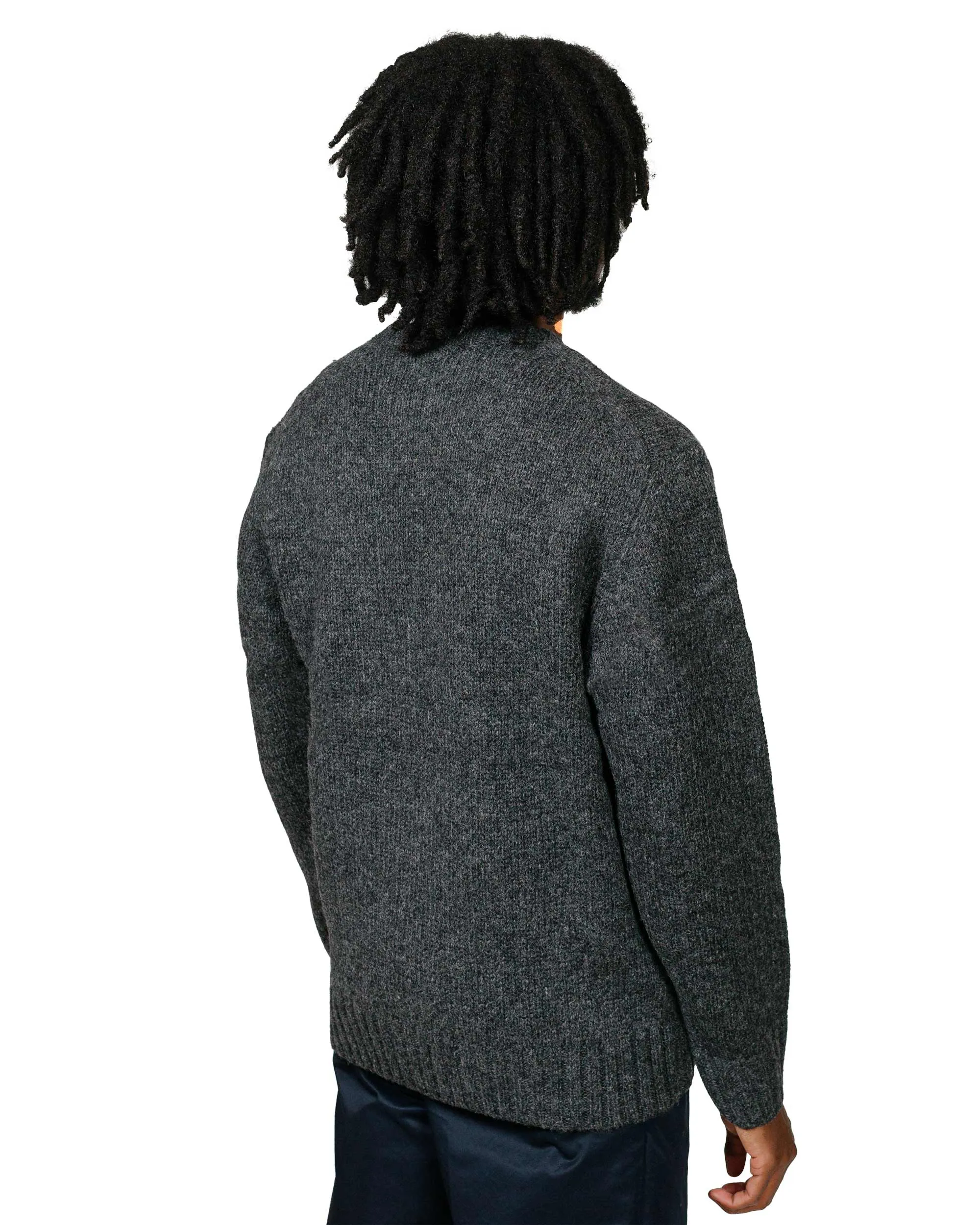 Soft Feel Beams Plus Crew Intarsia 3G Charcoal Grey