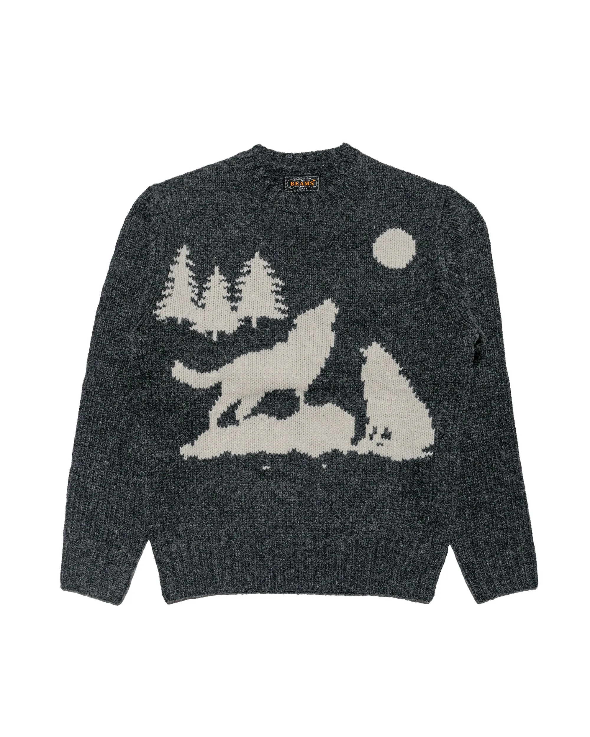 Warm Beams Plus Crew Intarsia 3G Charcoal Grey
