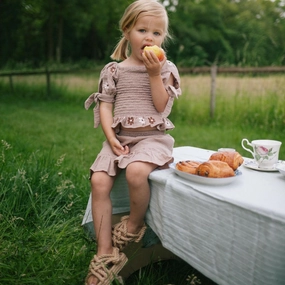 NOTHING BUT AMOR Embroidered Daisy Set with Skirt, Brown Limited-Edition