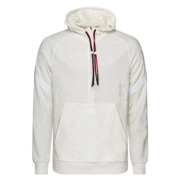 Fitted Cut Nike Paris Saint-Germain Dri-Fit 1/2 Zip Hoodie (Sail/White)