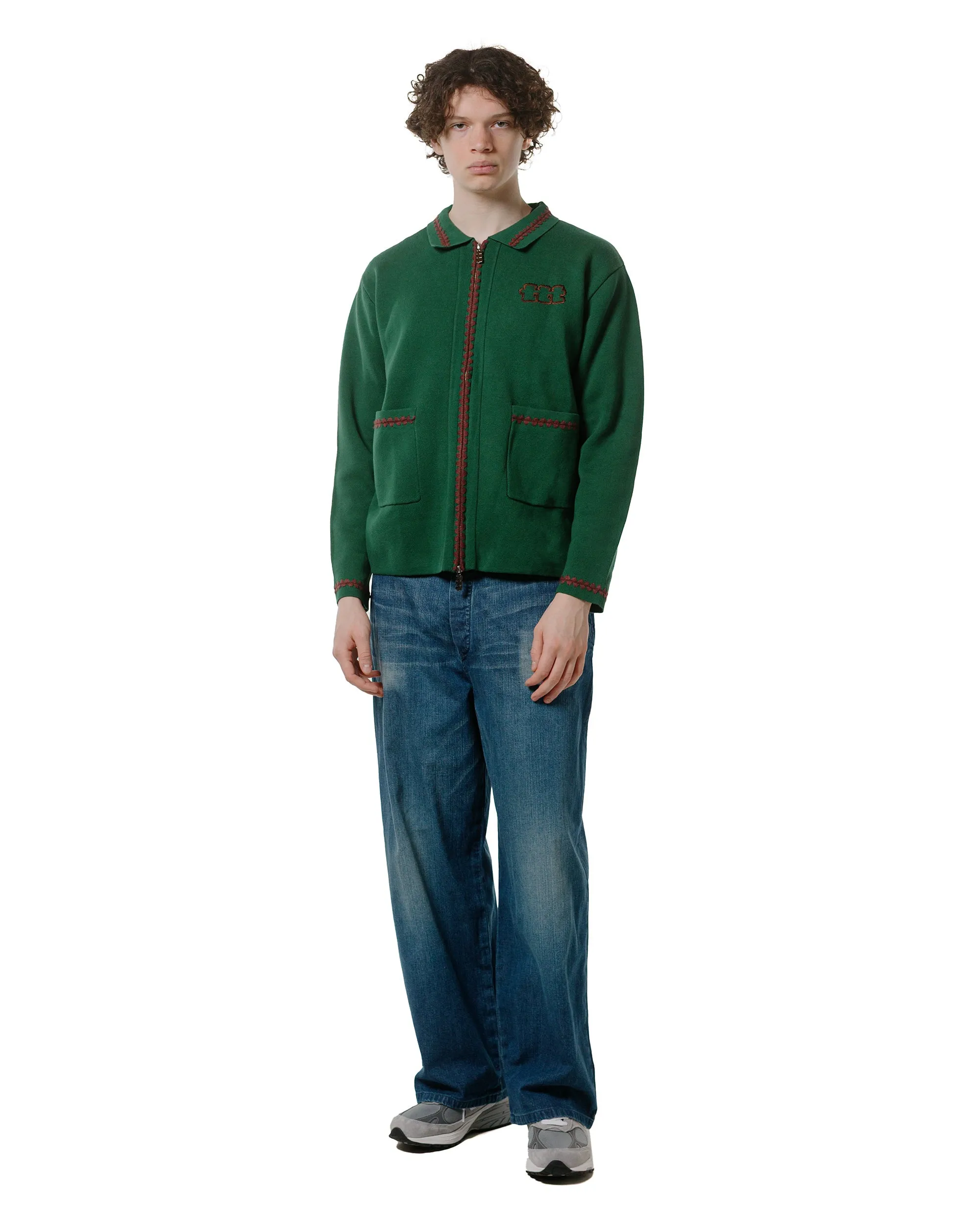TTT MSW Knit Polo Cardigan Green Cozy Fashion