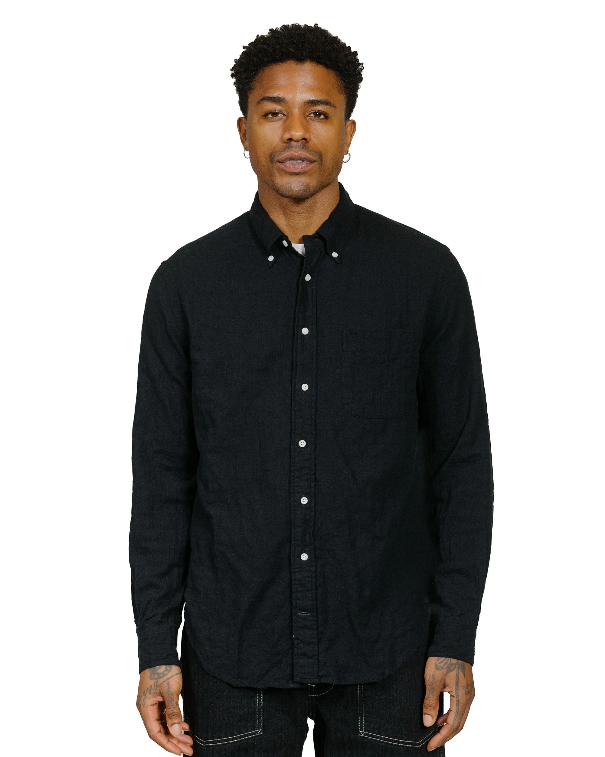 Gitman Vintage Bros. Black Brushed Winter Seersucker Shirt Snug feel