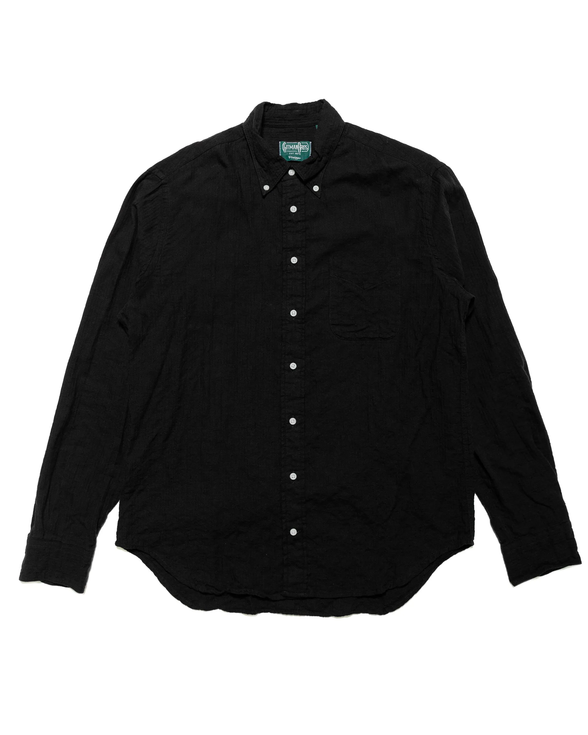 Mesh Insert Active Wear Gitman Vintage Bros. Black Brushed Winter Seersucker Shirt