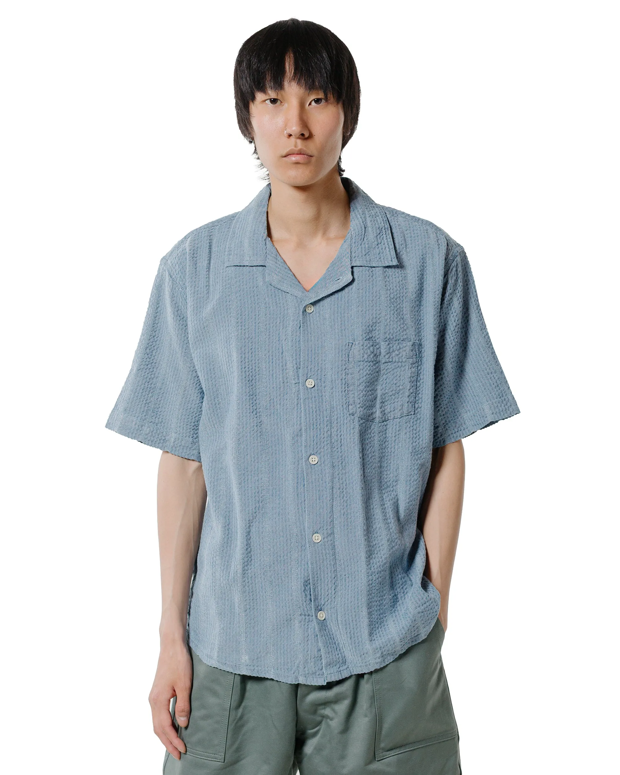 Layering Essential Corridor Striped Seersucker SS Indigo