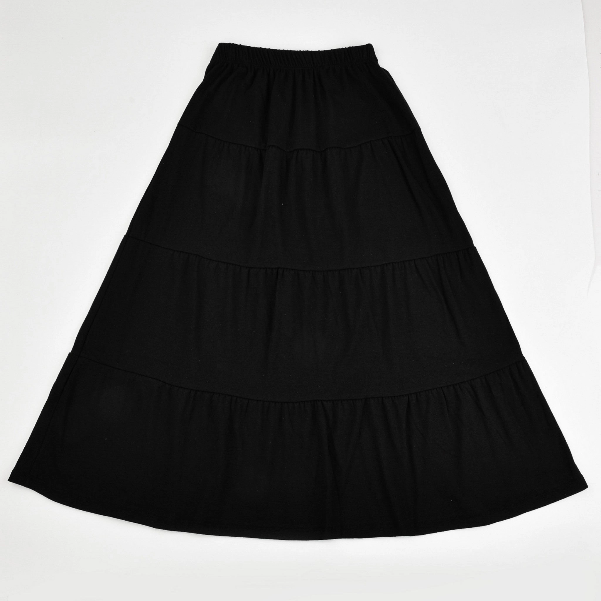 Tiered Maxi Skirt Soft Touch Weighted Hem