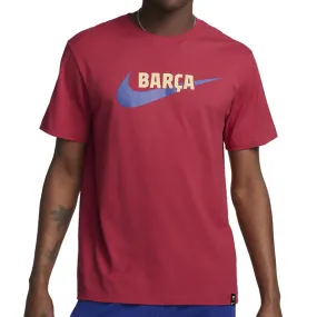 Comfortable All Day Wear Casual Layering Nike Barcelona Swoosh T-Shirt 23/24 (Noble Red/Gold)