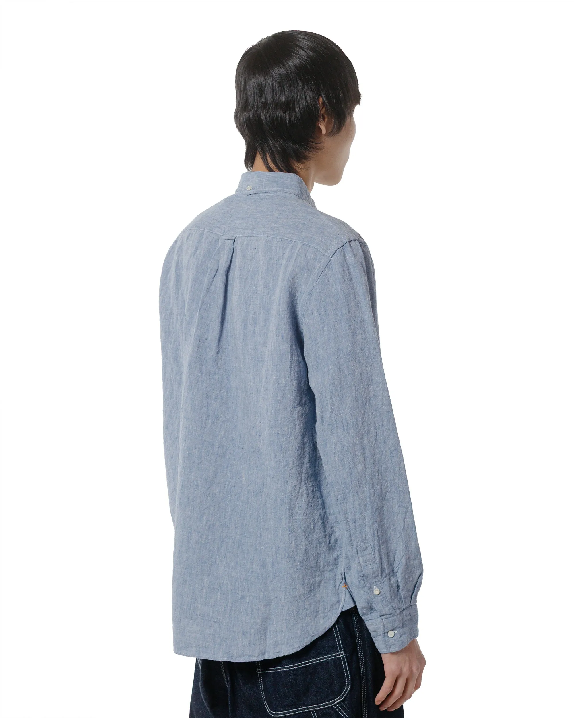 Beams Plus B.D. 1/40 Linen Chambray Blue Embroidered Logo Unstructured Shoulder