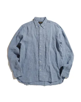 Wrinkle Free Care Neutral Toned Stitching Beams Plus B.D. 1/40 Linen Chambray Blue