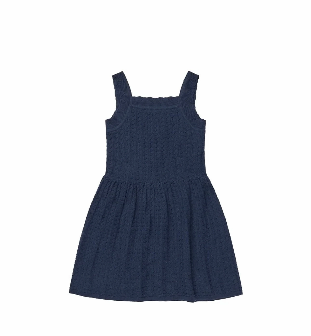 Statement-Buttons Dreamy Silhouette FUB Summer Dress, Dark Navy