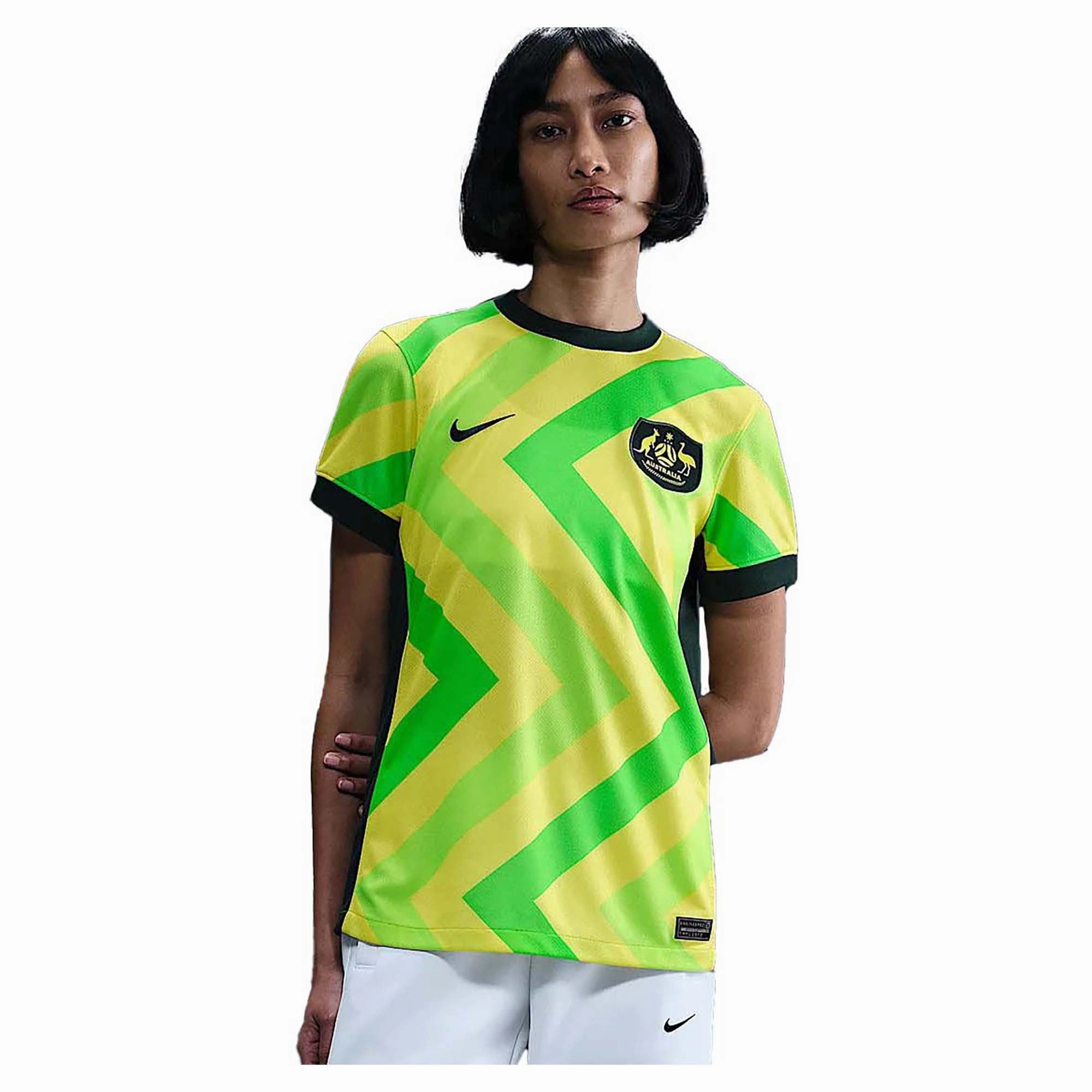 Women's Australia 2025/26 Stadium Home Replica Soccer Jersey Eco Friendly Recycled Yarn Reflective Detail