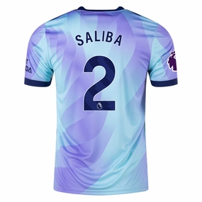 adidas Arsenal William Saliba Third Jersey w/ EPL Patch 24/25 (Clear Aqua/Light Flash Purple) Minimalist Raglan Sleeve Flexible Shoulder Design