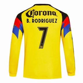 adidas B. Rodriguez Club Am??rica 25/26 Long Sleeve Home Jersey (Yellow) Laser Cut Edge Finishing UV Protection Fabric