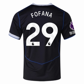 Brushed Fleece Lining Nike Fofana Chelsea T90 Third Jersey w/ EPL   NRFR   CWCC Patch 25/26 (Black/Silver)