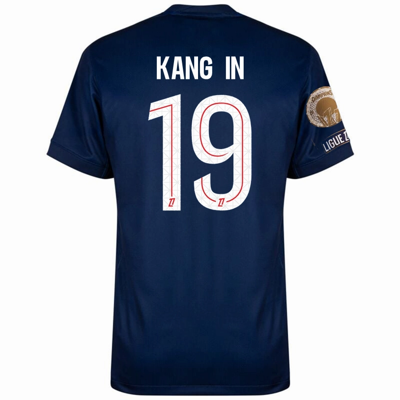 Nike Kang In Men's PSG Home Jersey 25/26 w/ Ligue 1 Patch   Champions Patch (Navy/Red/White) Flex Performance