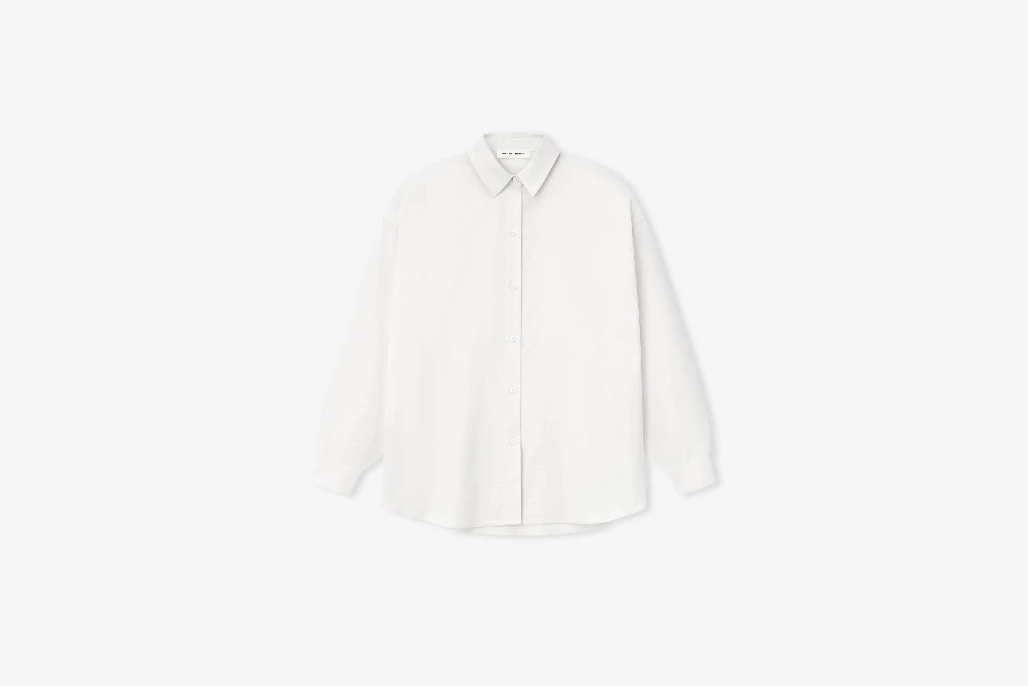 Fear of God Essentials "Brushed Oxford Shirt" W - Cloud White Weekend Look CompactWeave