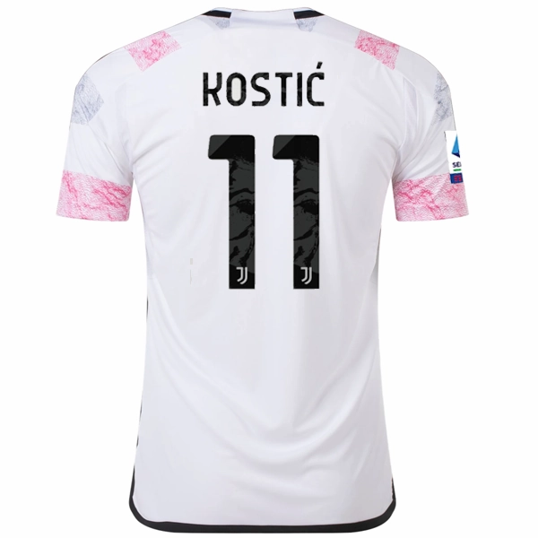 adidas Juventus Kostic Away Jersey w/ Serie A 23/24 (White) Lightweight Lining Performance Ready