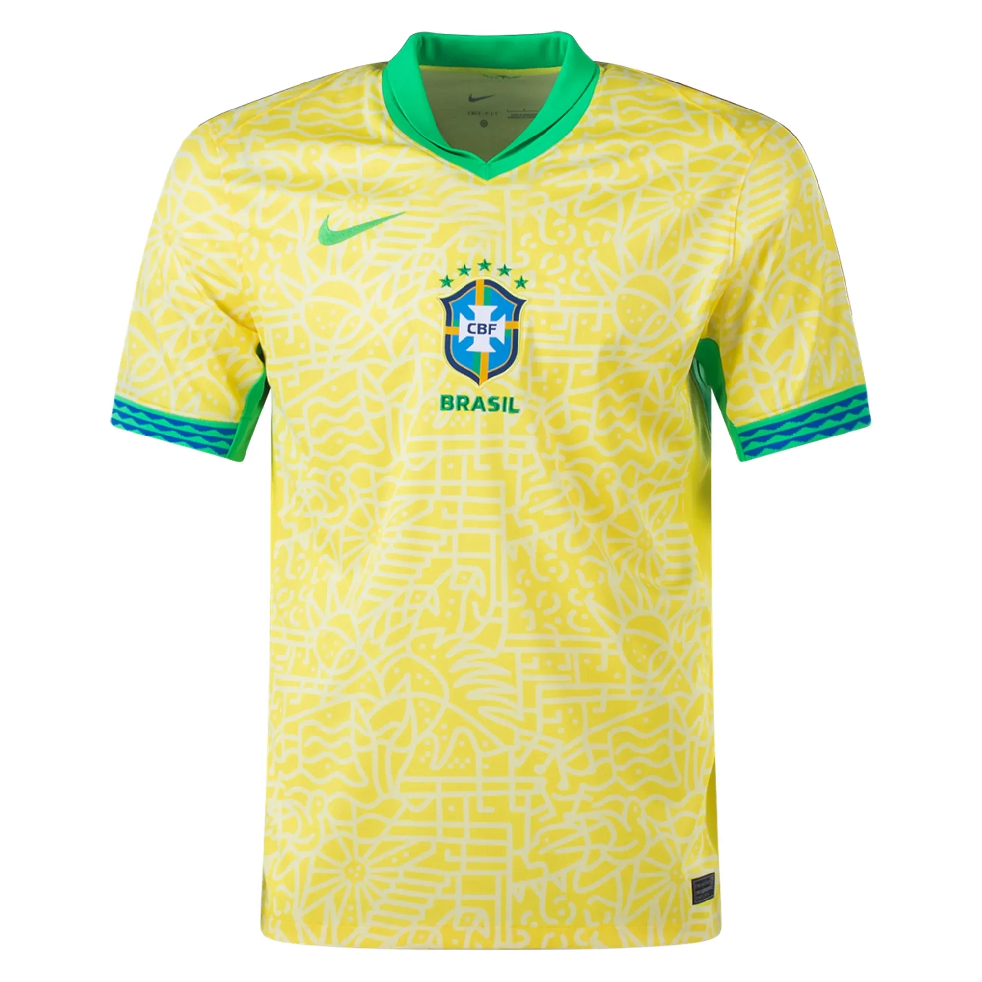 Durable Double Stitched Quick Flex Nike Brazil Authentic Home Jersey 24/25 (Dynamic Yellow/Lemon Chiffon/Green Spark)