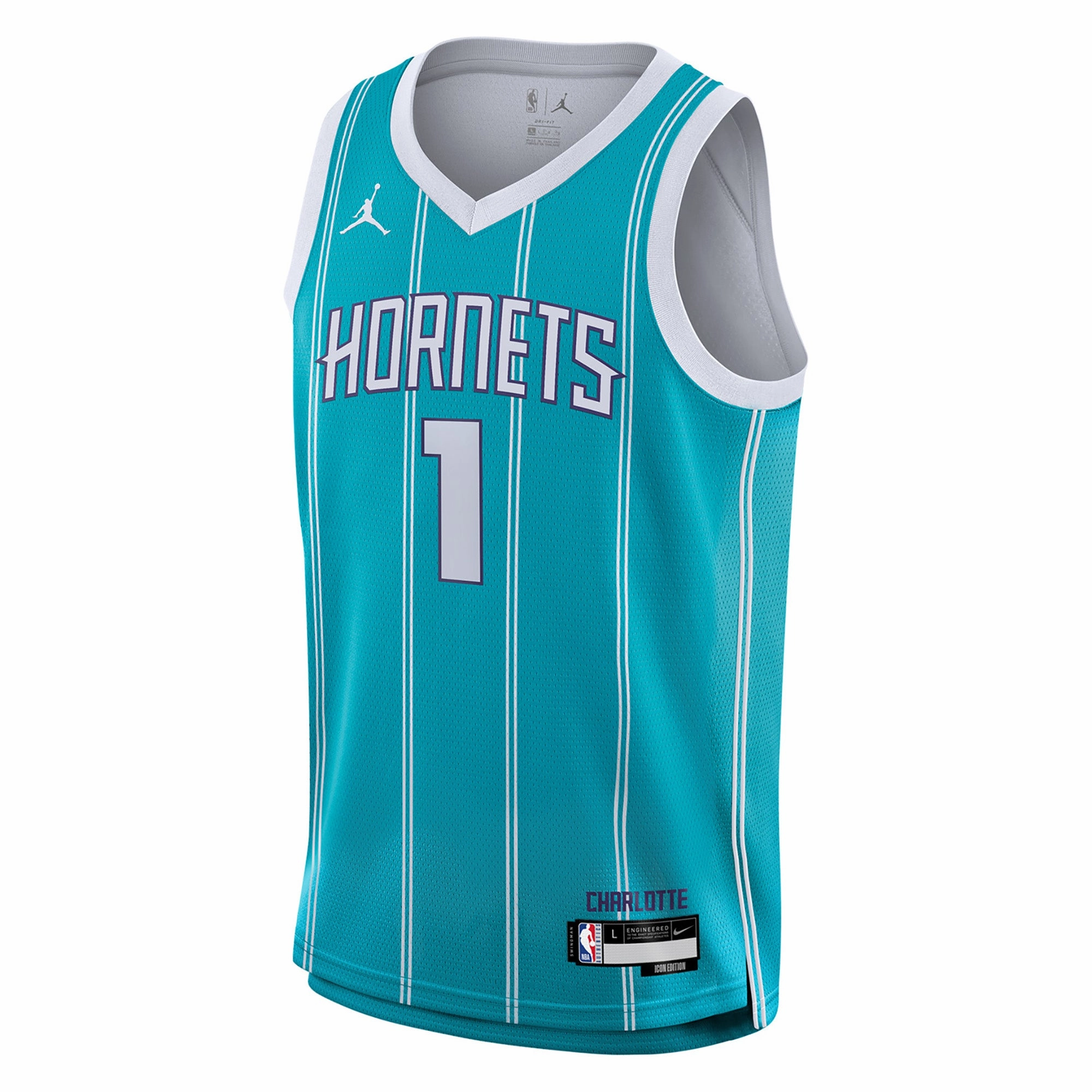 Junior's NBA Charlotte Hornets LaMelo Ball Icon Swingman Jersey Stretch Material