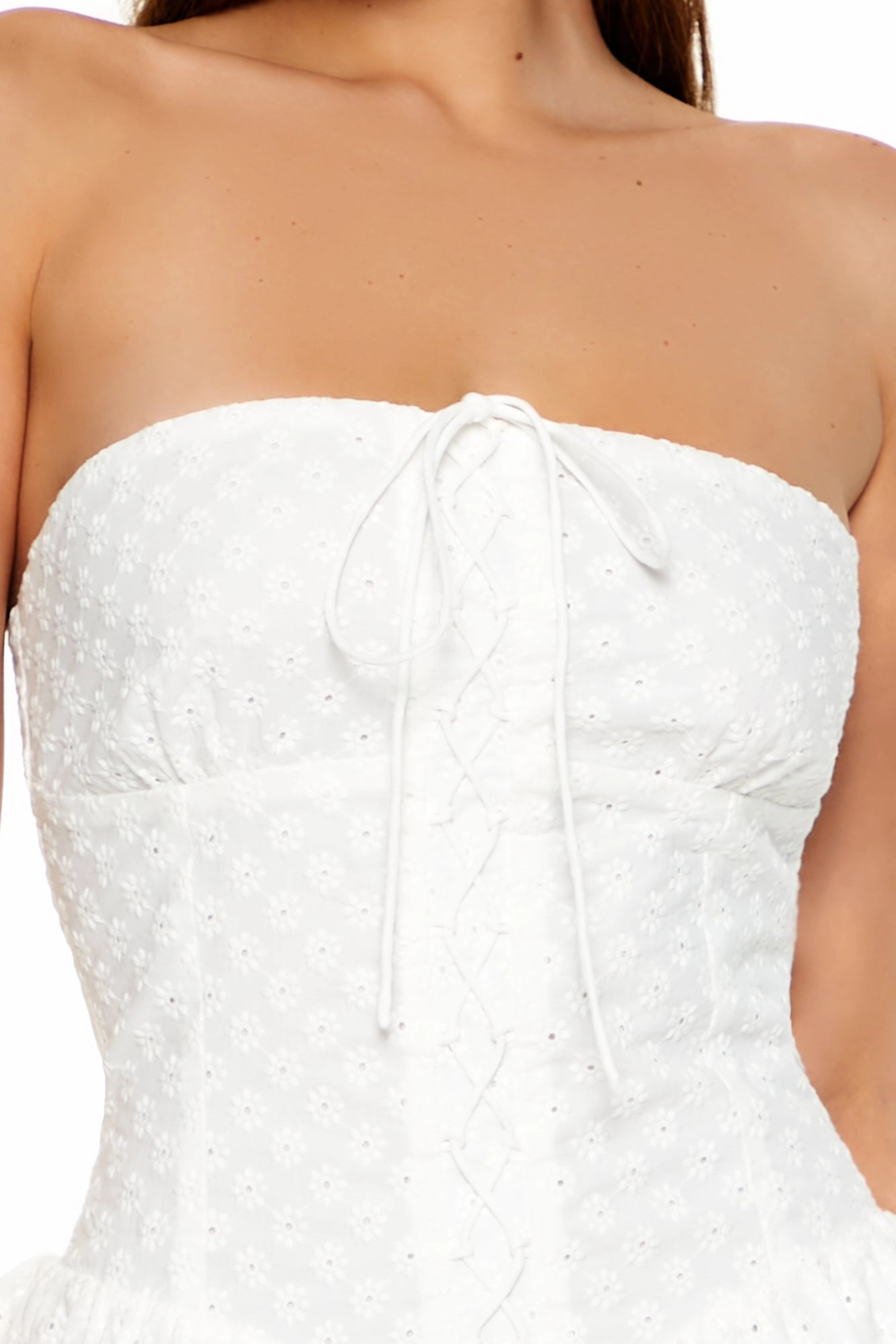 Subtle Stitch Balanced Lines Fit & Flare Mini Length Tube Dress  - White