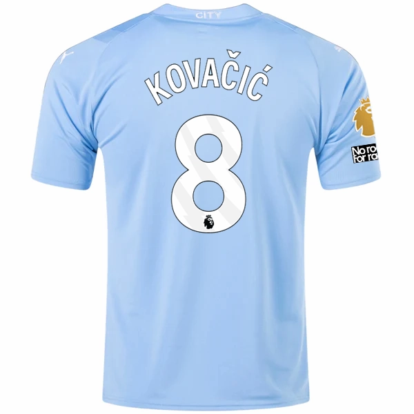 Natural motion Puma Manchester City Mateo Kovacic Home Jersey w/ EPL   No Room For Racism   Club World Cup Patches 23/24 (Team Light Blue/Puma White)