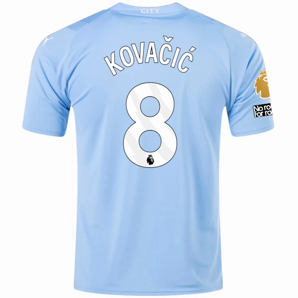 Perfect Motion Quick Release Ventilation Puma Manchester City Mateo Kovacic Home Jersey w/ EPL   No Room For Racism   Club World Cup Patches 23/24 (Team Light Blue/Puma White)