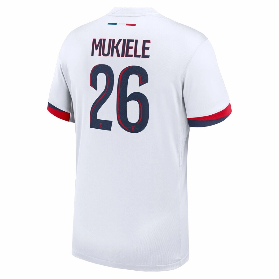 Nike Paris Saint-Germain Nordi Mukiele Away Jersey 24/25 (White/Midnight Navy) Durable Double Stitched Seams Training Clothes
