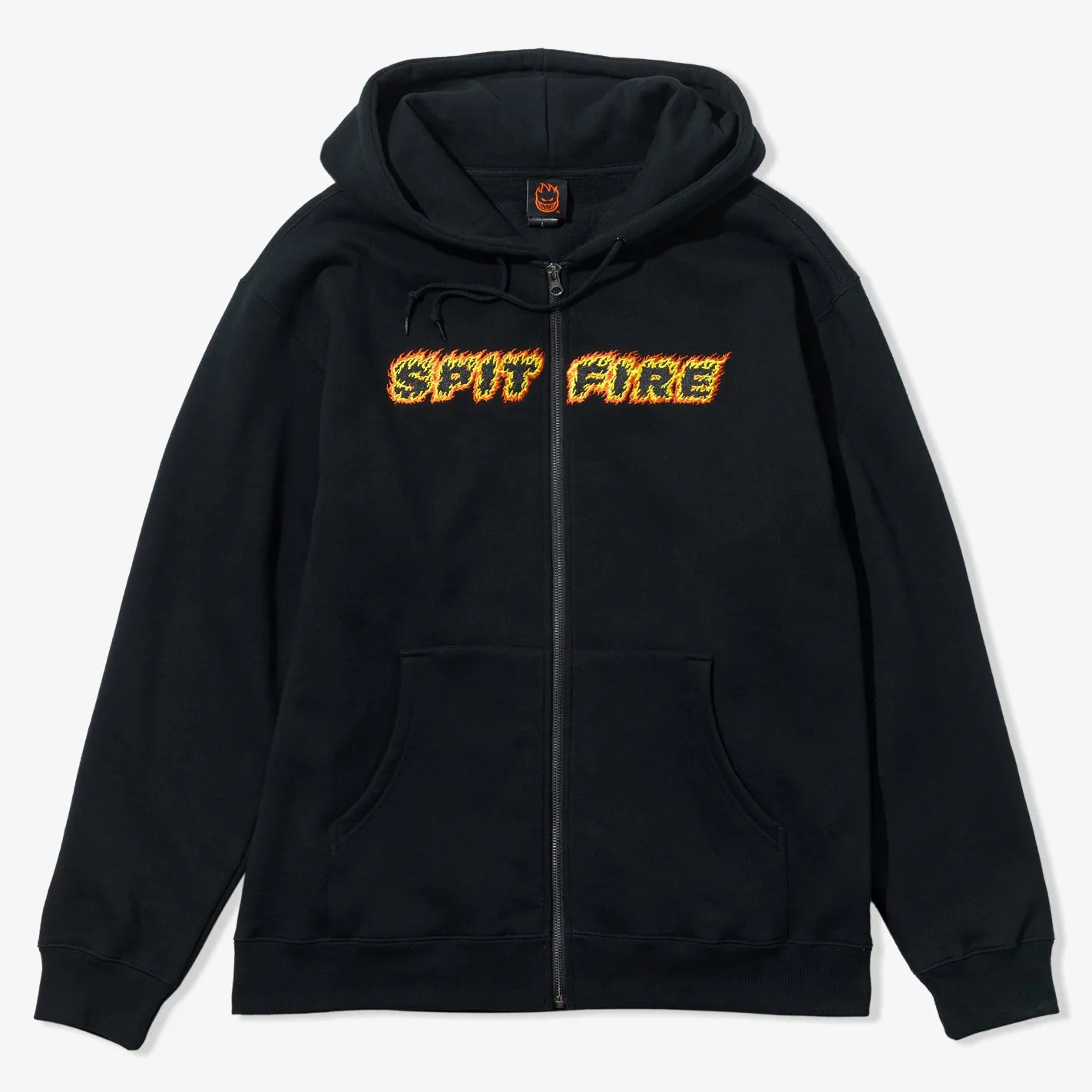 Urban Comfort Flames Script Zip Hoodie (Black)