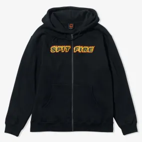 Urban Comfort Flames Script Zip Hoodie (Black)