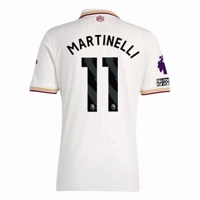adidas Martinelli Men's Arsenal FC Third Jersey 25/26 w/ NRFR   EPL Patches (White/Burgundy) UV Protection Finish Sublimation Print Ready