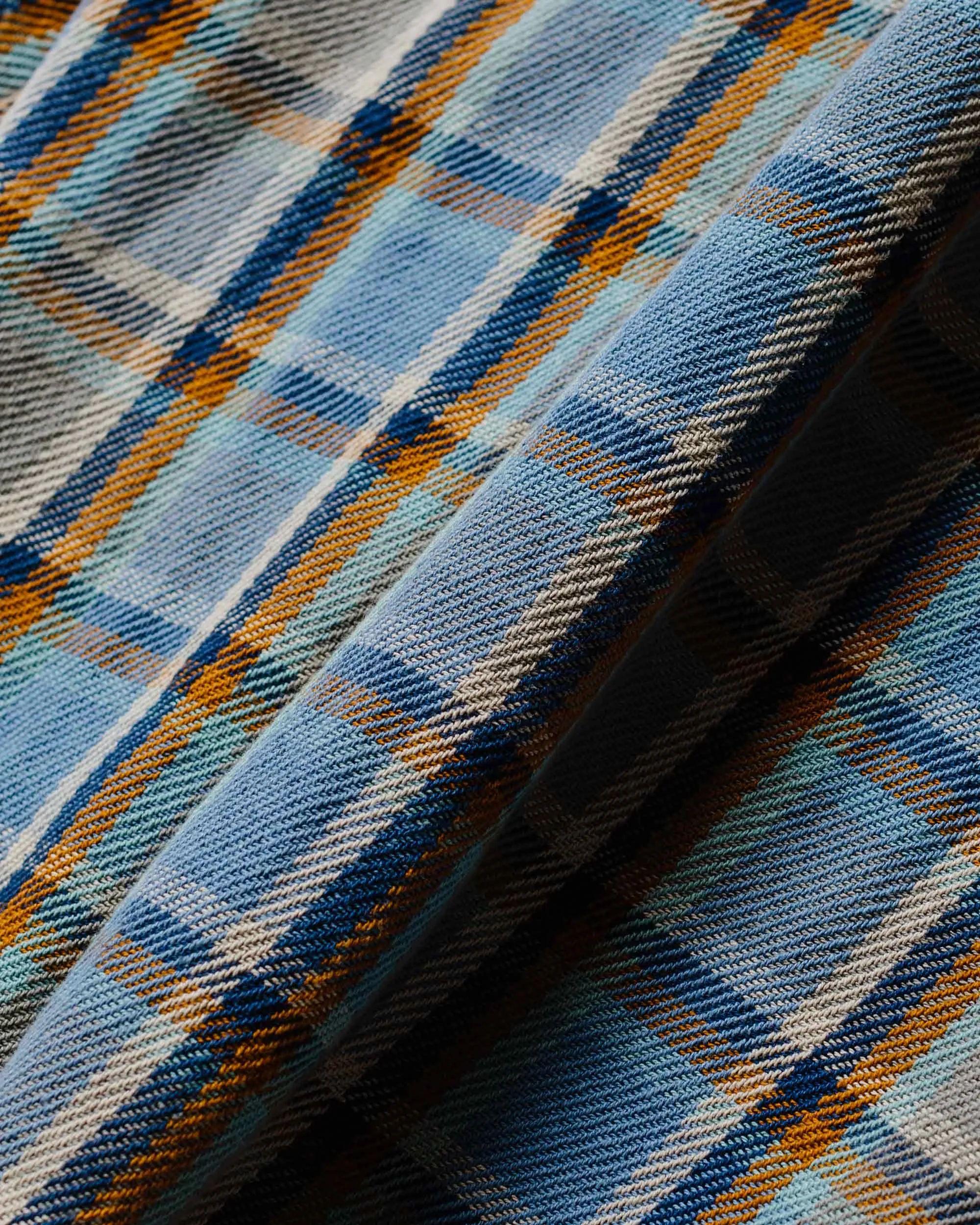 Reinforced Side Vents Engineered Garments Work Shirt Blue Cotton Heavy Twill Plaid