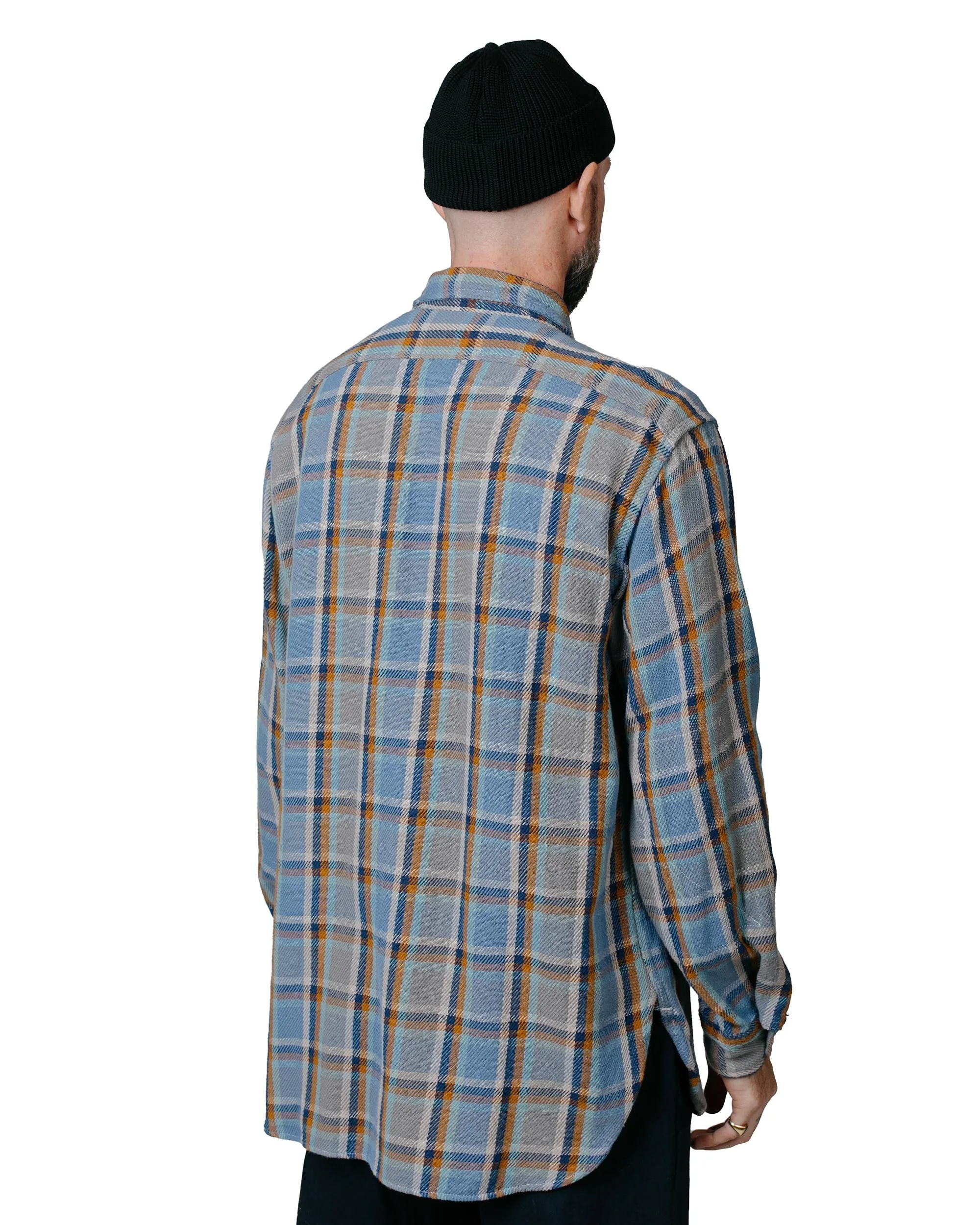 Engineered Garments Work Shirt Blue Cotton Heavy Twill Plaid Button-up Anti Pilling Treatment