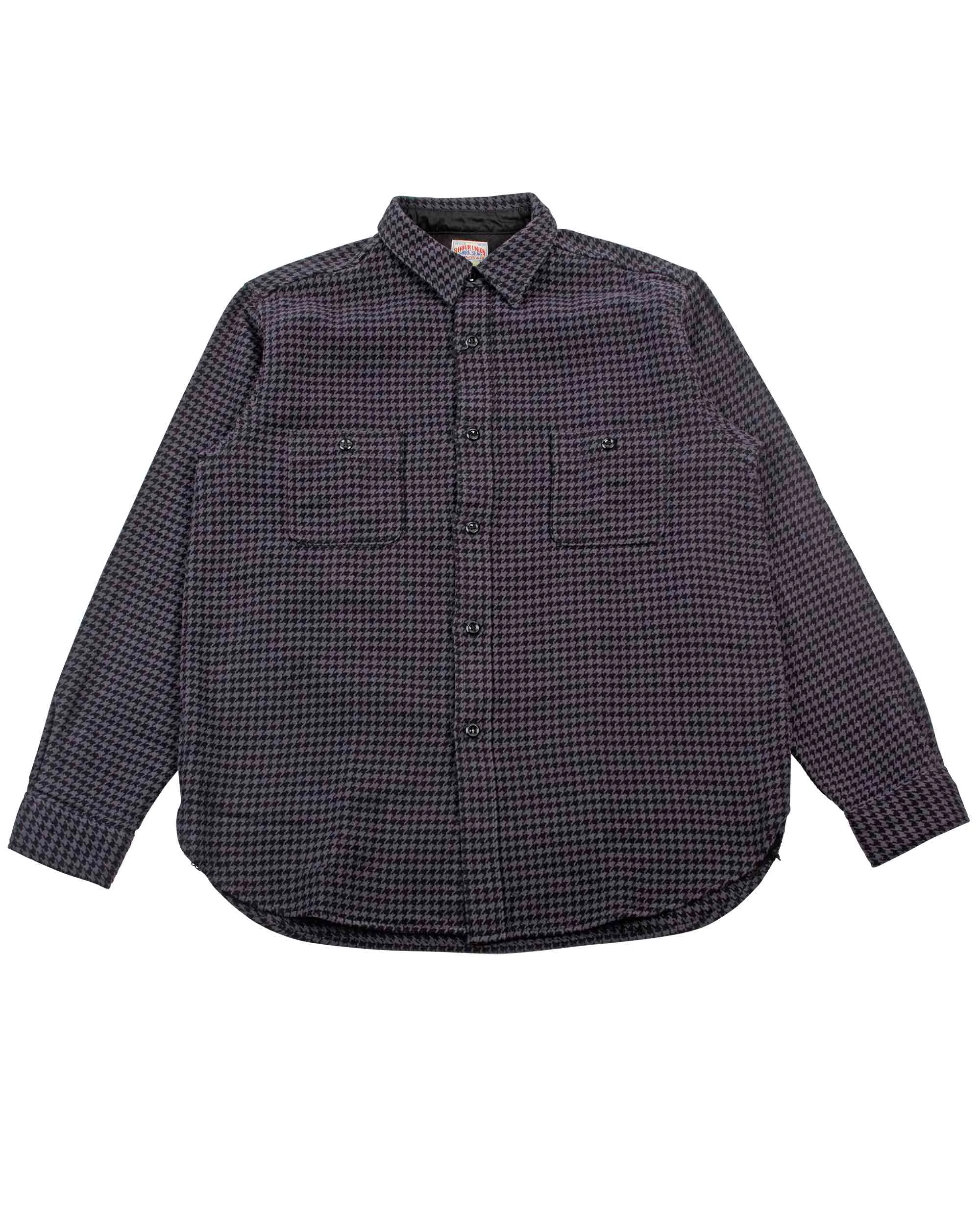 The Real McCoy's MS21102 8HU Houndstooth Flannel Shirt Chale Monochrome Palette Lightweight Comfort