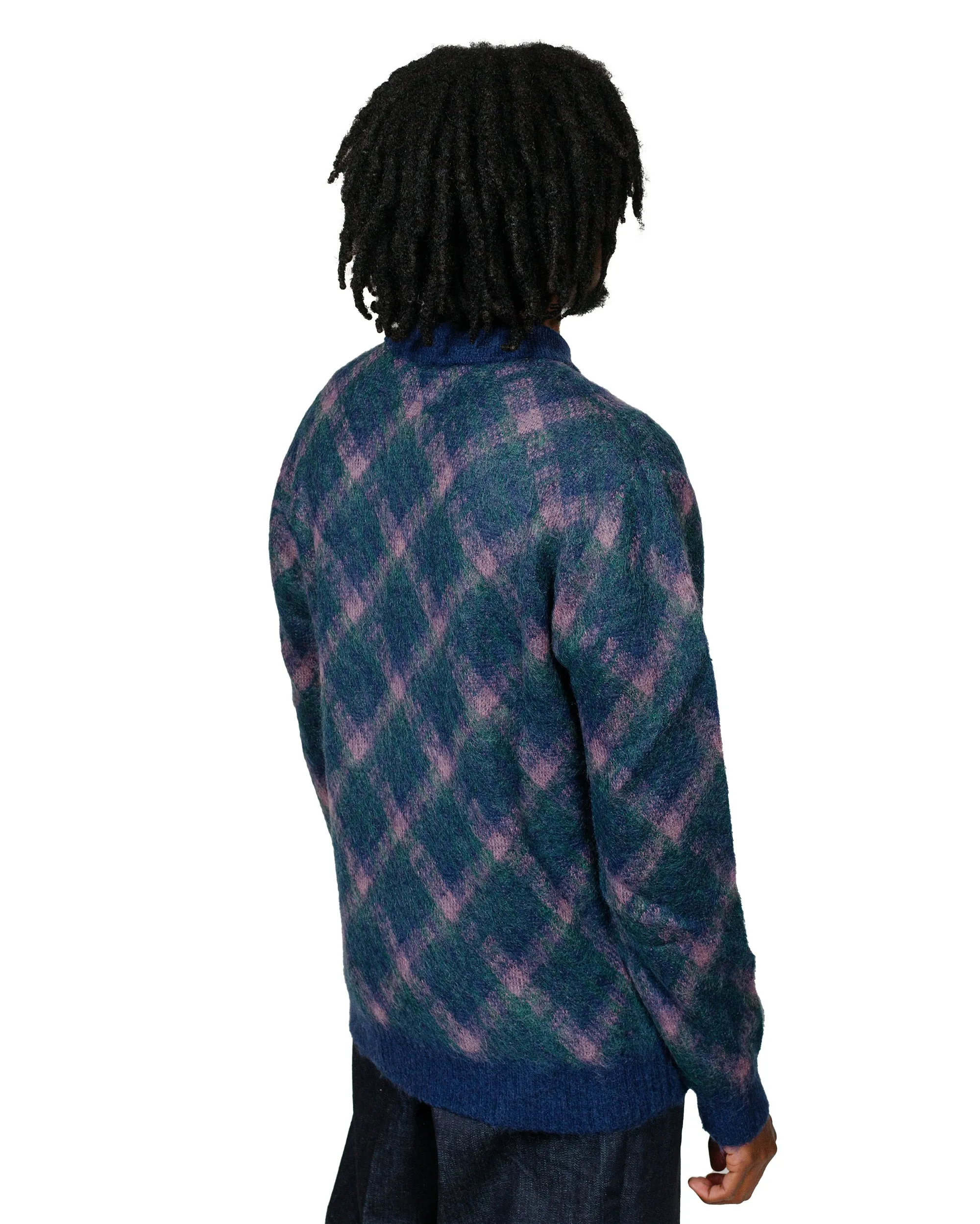 Home friendly product yoga friendliness Beams Plus Knit Polo Plaid Navy