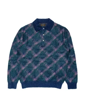 Functional Wear Weekend Layer Beams Plus Knit Polo Plaid Navy