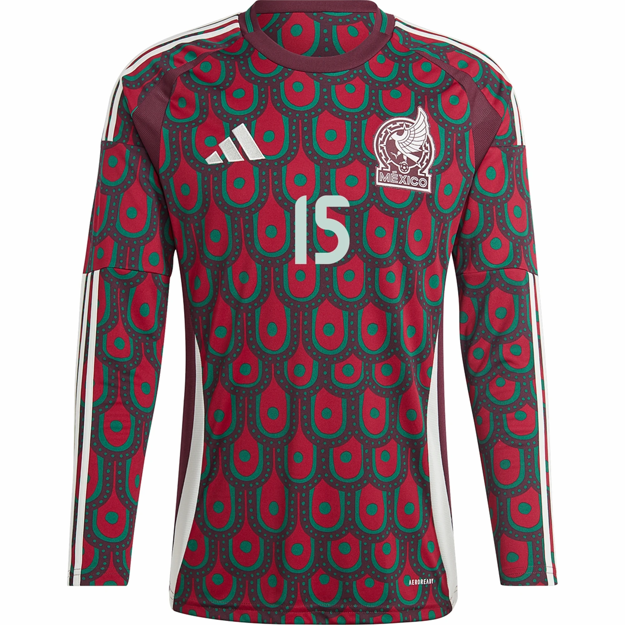Relaxed Fit adidas Mens Mexico Uriel Antuna Home Long Sleeve Jersey 24/25 (Multicolor)