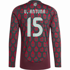 adidas Mens Mexico Uriel Antuna Home Long Sleeve Jersey 24/25 (Multicolor) Adjustable Hem Drawstring