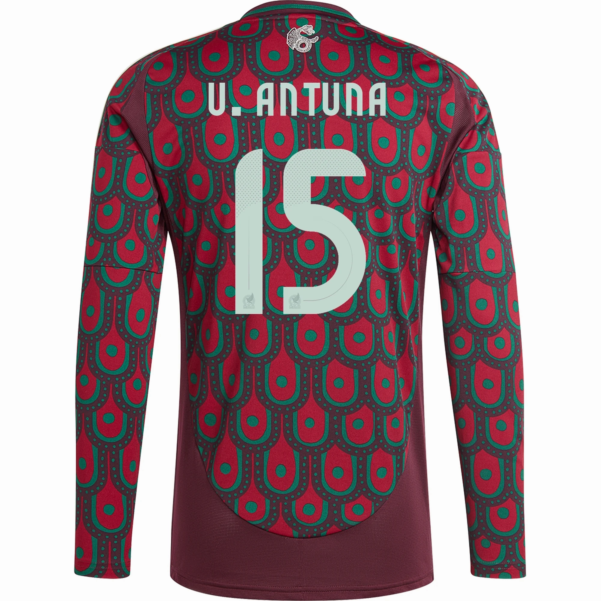 adidas Mens Mexico Uriel Antuna Home Long Sleeve Jersey 24/25 (Multicolor) Compact Knit Structure Urban Street