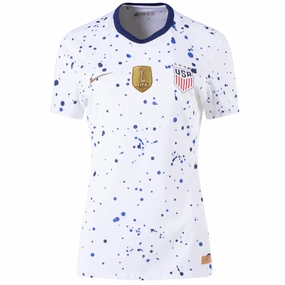 Nike Womens United States 4 Star Authentic Match Home Jersey 23/24 w/ 2019 World Cup Champions Patch (White/Loyal Blue) Thermal Regulation Layer No Resistance